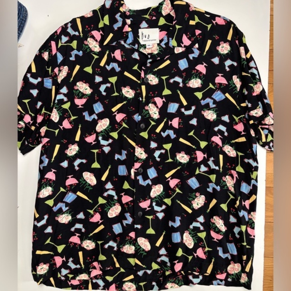 BUB by Deborah Parker glasses print vintage‎ Hawaiian shirt